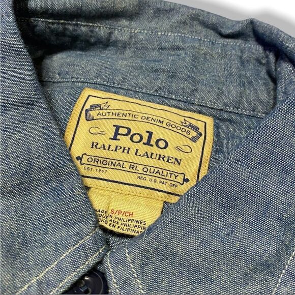 Ralph Lauren Polo Authentic Denim Goods Classic Chambray Shirt size Small - Picture 2 of 11